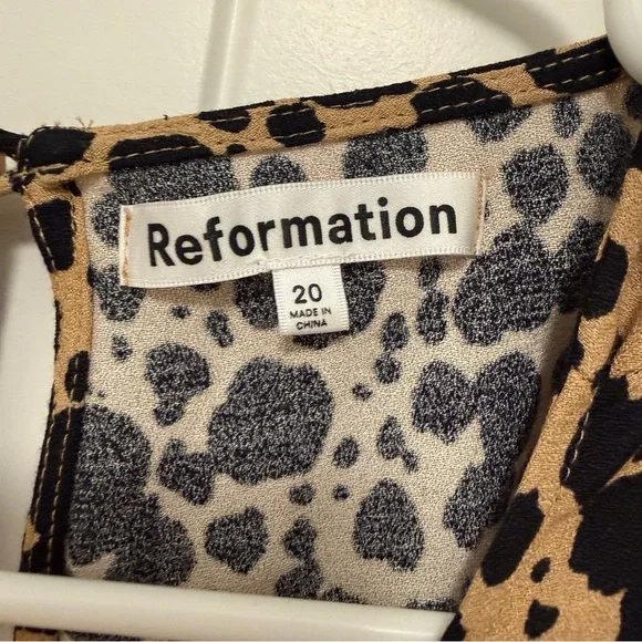 Reformation Port Dress Leopard Print Long Sleeve Fit & Flare Size 20 - Picture 4 of 9